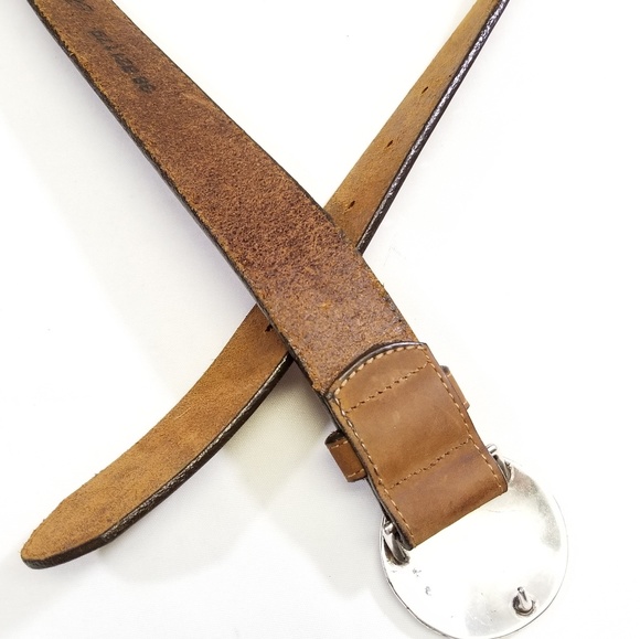 VINTAGE BRIGHTON TAN LEATHER BELT 38 HEART BUCKLE - Picture 6 of 6